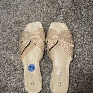 Calvin Klein Beige Woven Sandals
